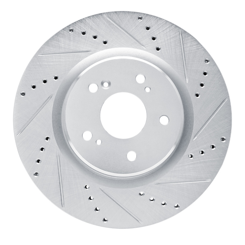Acura RDX Brake Rotor (1) - Front Right - R1 Concepts - Drilled & Slotted - Silver - `19-`25
